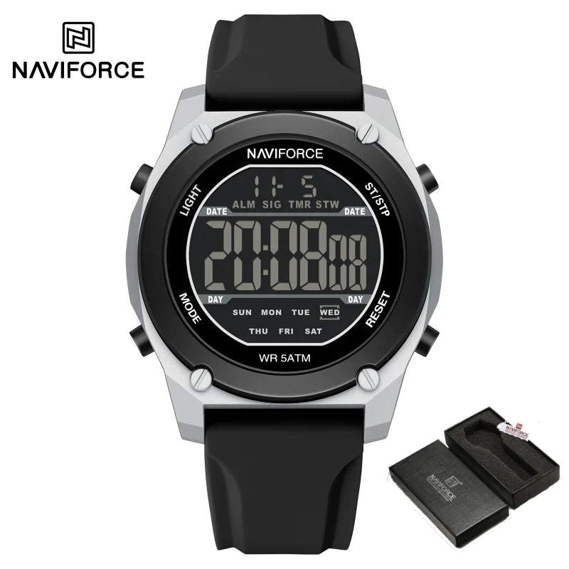 NAVIFORCE Men Digital Watch Sports Fashion Watches Waterproof 50M Man HD Electronic Screen Student Cool Alarm Display Wristwatch