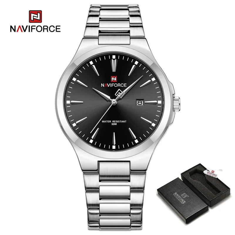 NAVIFORCE Original Fashion Watches for Men Stainless Steel Simple Elegant Clock Male Waterproof Wrist Watch Relogio Masculino
