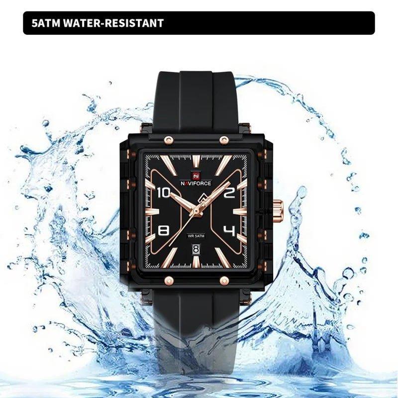 NAVIFORCE High Quality Men Watches 50M Waterproof Sport Date Display Quartz Watch Silicone Luminous Hands boy gift Reloj Hombre