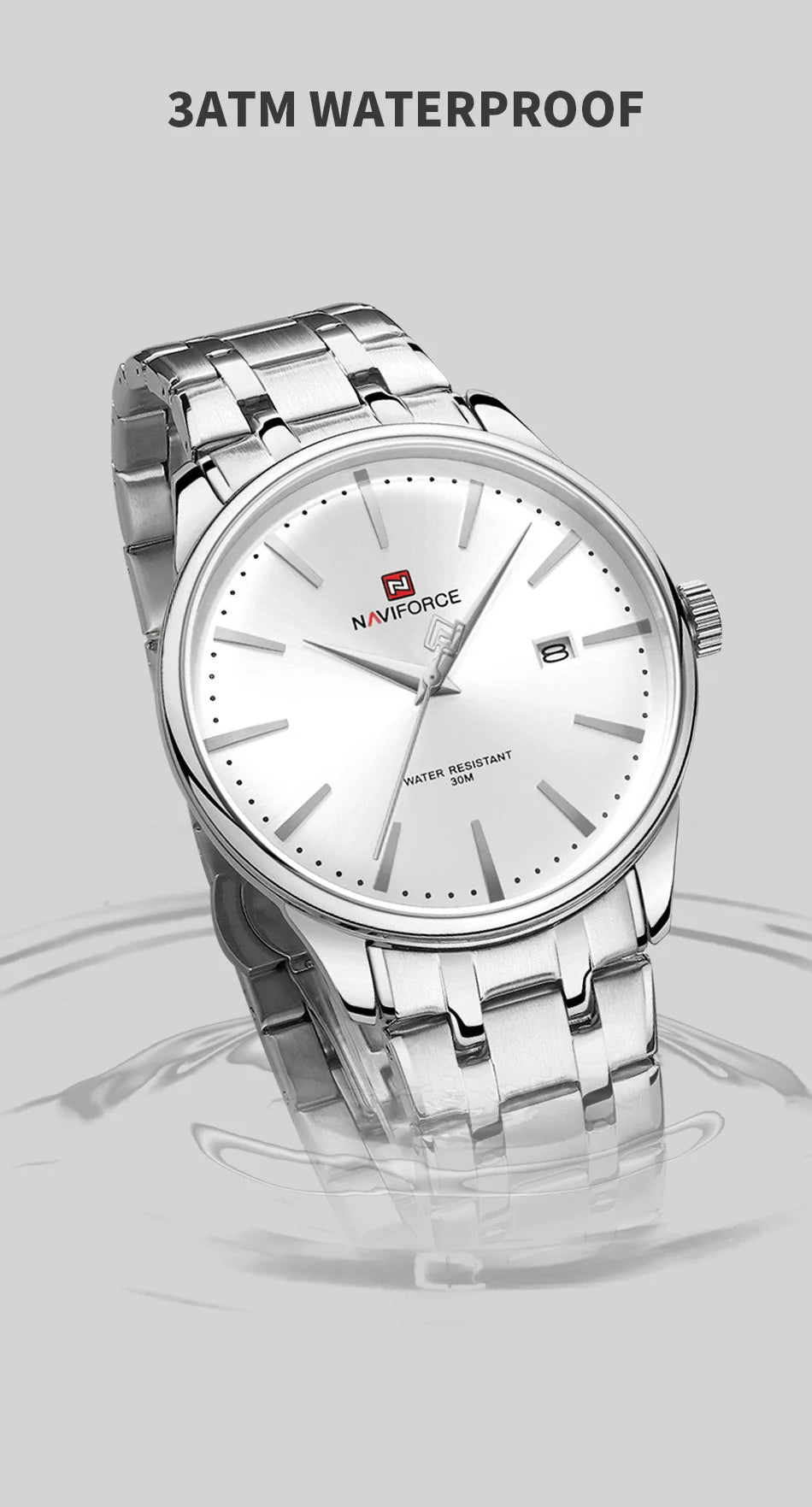 Top Brand NAVIFORCE Men's Calendar Watch Waterproof Fashion Business Stainless Steel Strap Quartz Wristwatches Relogio Masculino