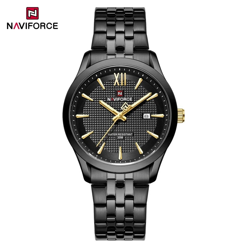 New Style NAVIFORCE Ultra Thin 9mm Minimalist Fashion Quartz Watch for Men Steel Band Auto Date Male Waterproof GIft Wristwatch