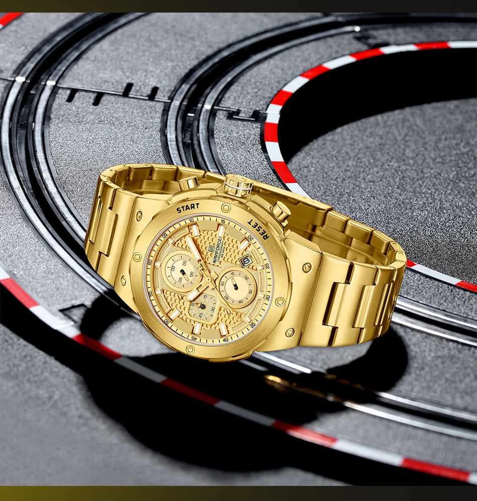NAVIFORCE Top Luxury Men Watches Luminous Date Waterproof Chronograph Quartz Man Watch Stainless Steel Sport Military Wristwatch