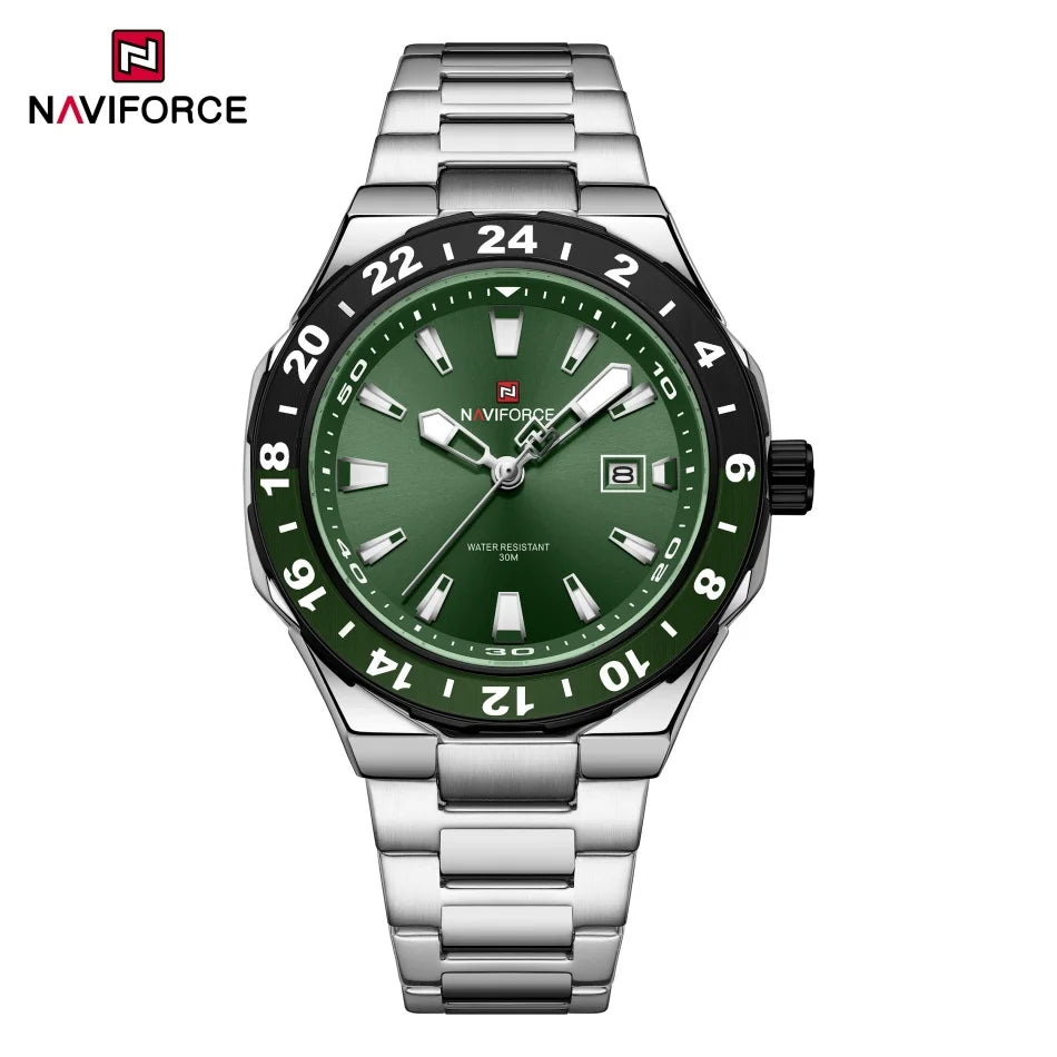 NAVIFORCE Watches for Man Luxury Sports Quartz Clock Luminous Calendar Stainless Steel Waterproof Wristwatch Relogio Masculino