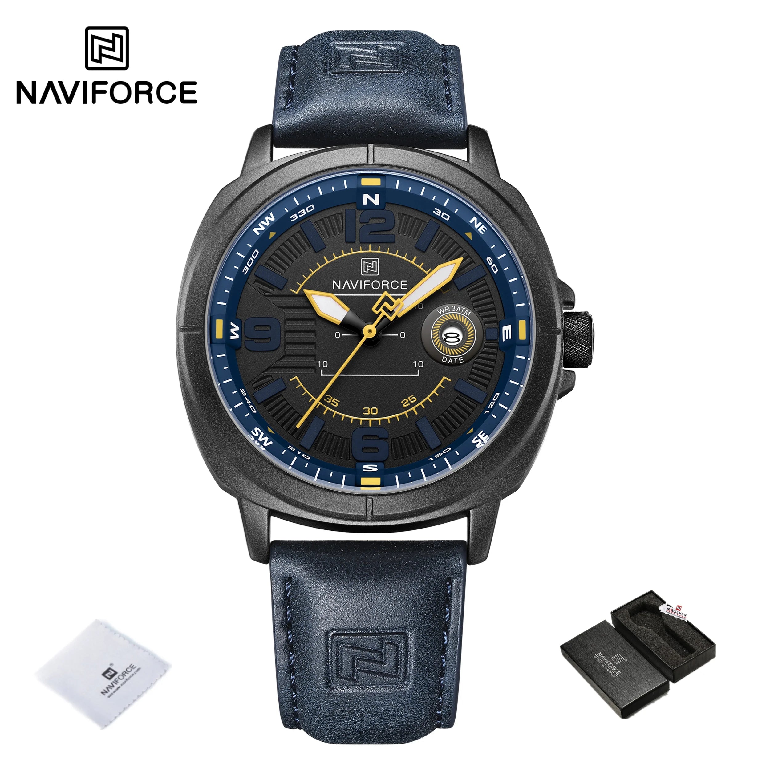 NAVIFORCE New Watches for Men Quartz Calendar 3ATM Waterproof Clocks High Quality PU Strap Male Business Wristwatch Reloj Hombre