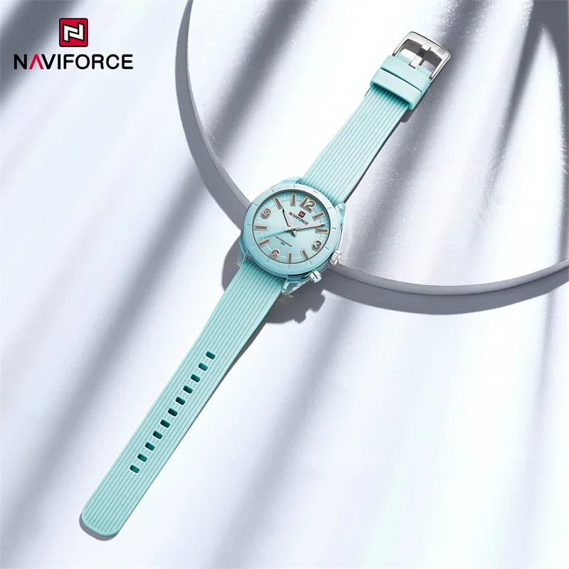 NAVIFORCE Women's Waterproof Watch Fashion Casual Luminous Display Quartz Wristwatch with Silicone Band Reloj Mujer High Quality