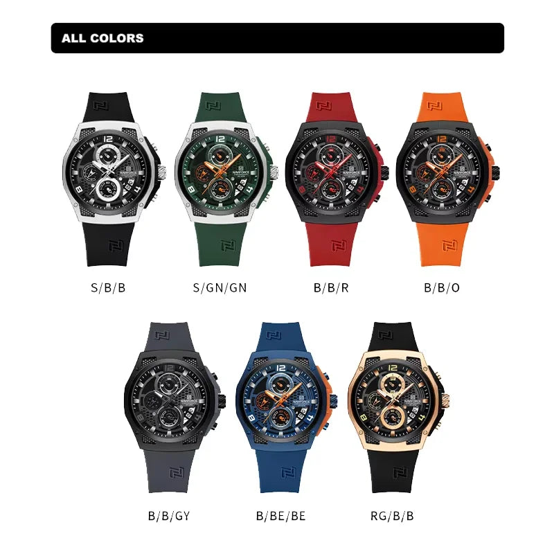 NAVIFORCE Original Watches for Man Silicone Strap Waterproof Men Quartz Wrist Watch Casual Sport Date Display Clock Reloj Hombre