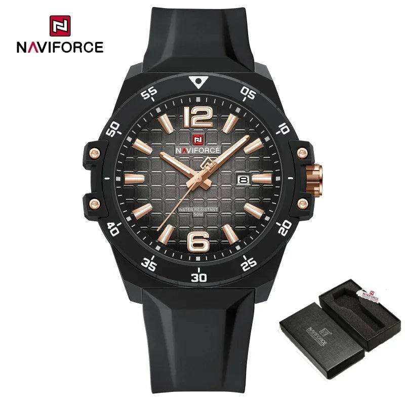 Original Brand NAVIFORCE Fashion Men's Watches Luxury Quartz Sport Silicone Band Wristwatch Waterproof Luminous Clock Male Gift