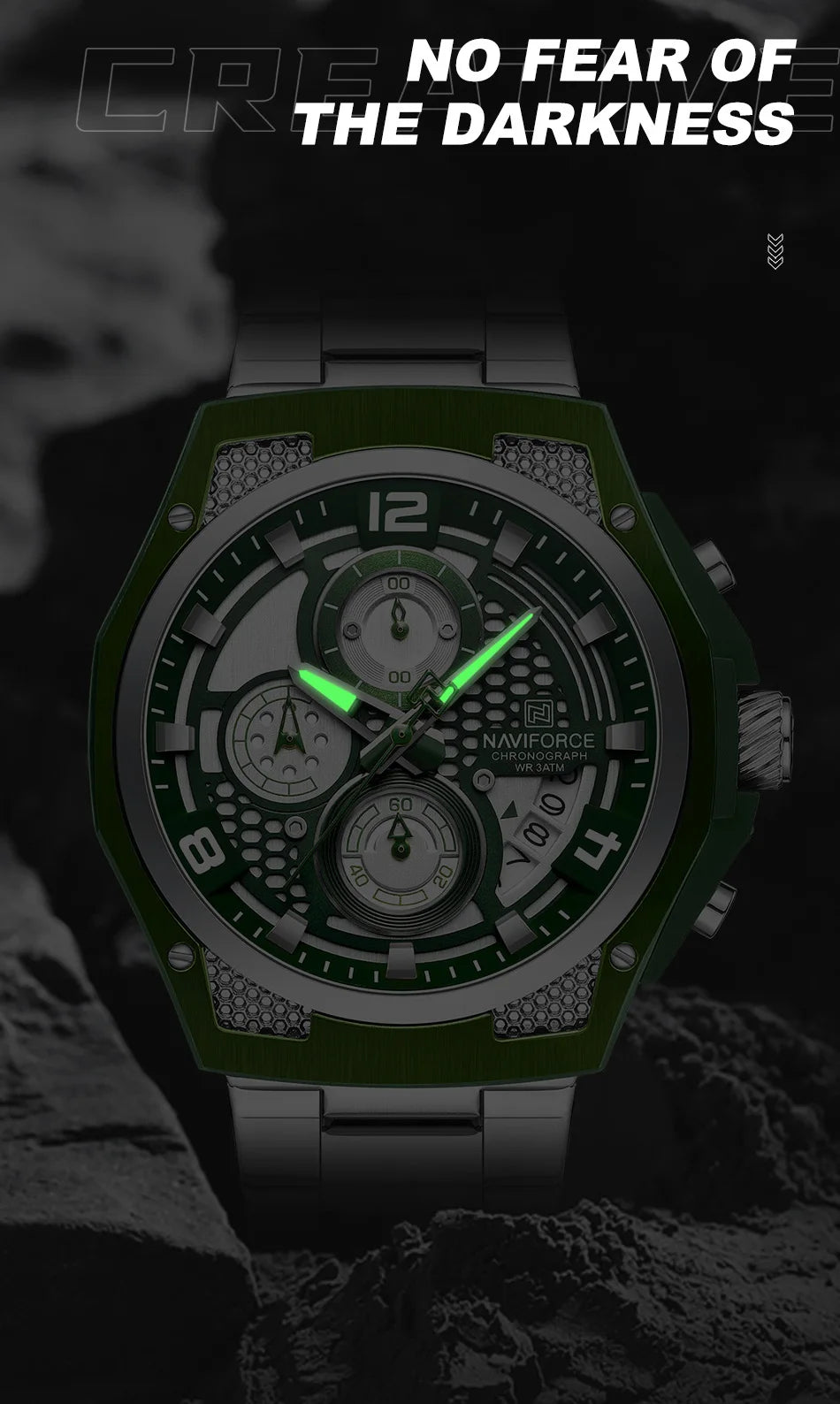 NAVIFORCE Business Watches for Men Fashion Stainless Steel Quartz Chronograph Waterproof WristWatch Male In Luxury Package Gifts