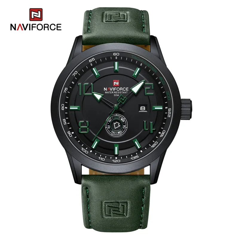 NAVIFORCE Watches for men Fashion Sports PU Strap 30m Waterproof Quartz Calendar Display Wristwatch Male Gift Relogio Masculino