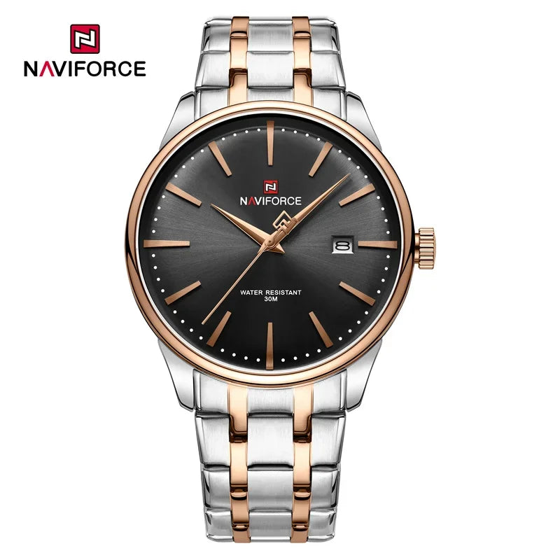 Top Brand NAVIFORCE Men's Calendar Watch Waterproof Fashion Business Stainless Steel Strap Quartz Wristwatches Relogio Masculino