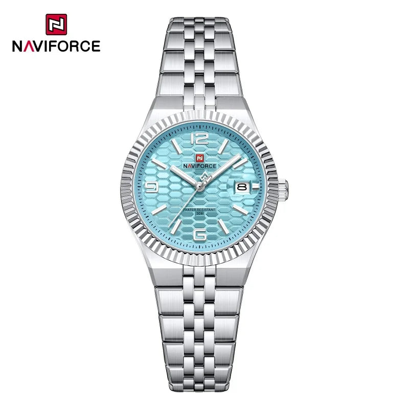 NAVIFORCE Women Watches Quartz Wristwatch Waterproof High Quality Ladies Steel Bracelet Female Romantic Stylish Business Clock