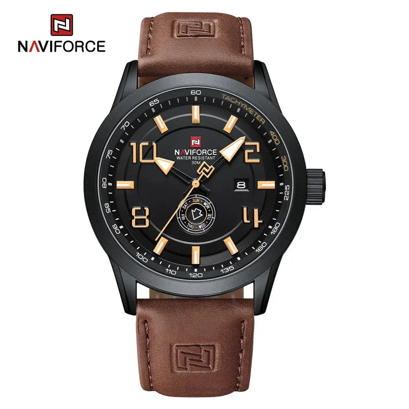 NAVIFORCE Watches for men Fashion Sports PU Strap 30m Waterproof Quartz Calendar Display Wristwatch Male Gift Relogio Masculino
