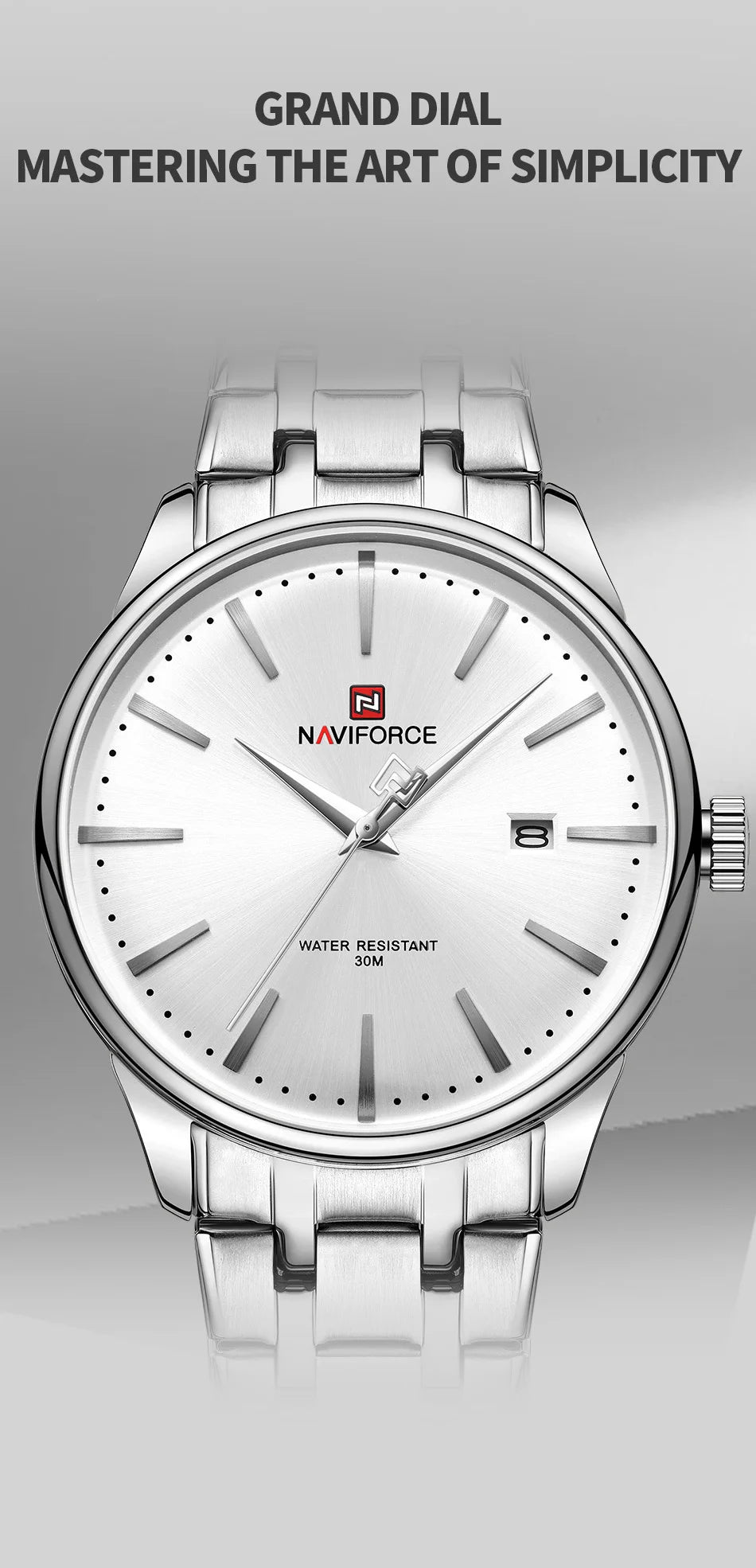 Top Brand NAVIFORCE Men's Calendar Watch Waterproof Fashion Business Stainless Steel Strap Quartz Wristwatches Relogio Masculino