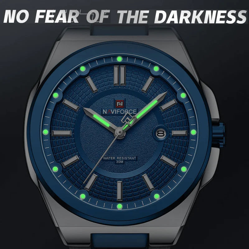 NAVIFORCE Men's Watch Stainless Steel Strap Military Casual Business Quartz Waterproof Calendar Clock with Gift Box