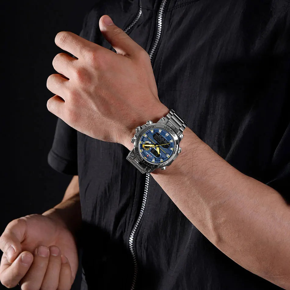 NAVIFORCE Men Military Watch Waterproof Wristwatch Dual Display Quartz Clock Sport Watch Male Big Watches Men Relogios Masculino