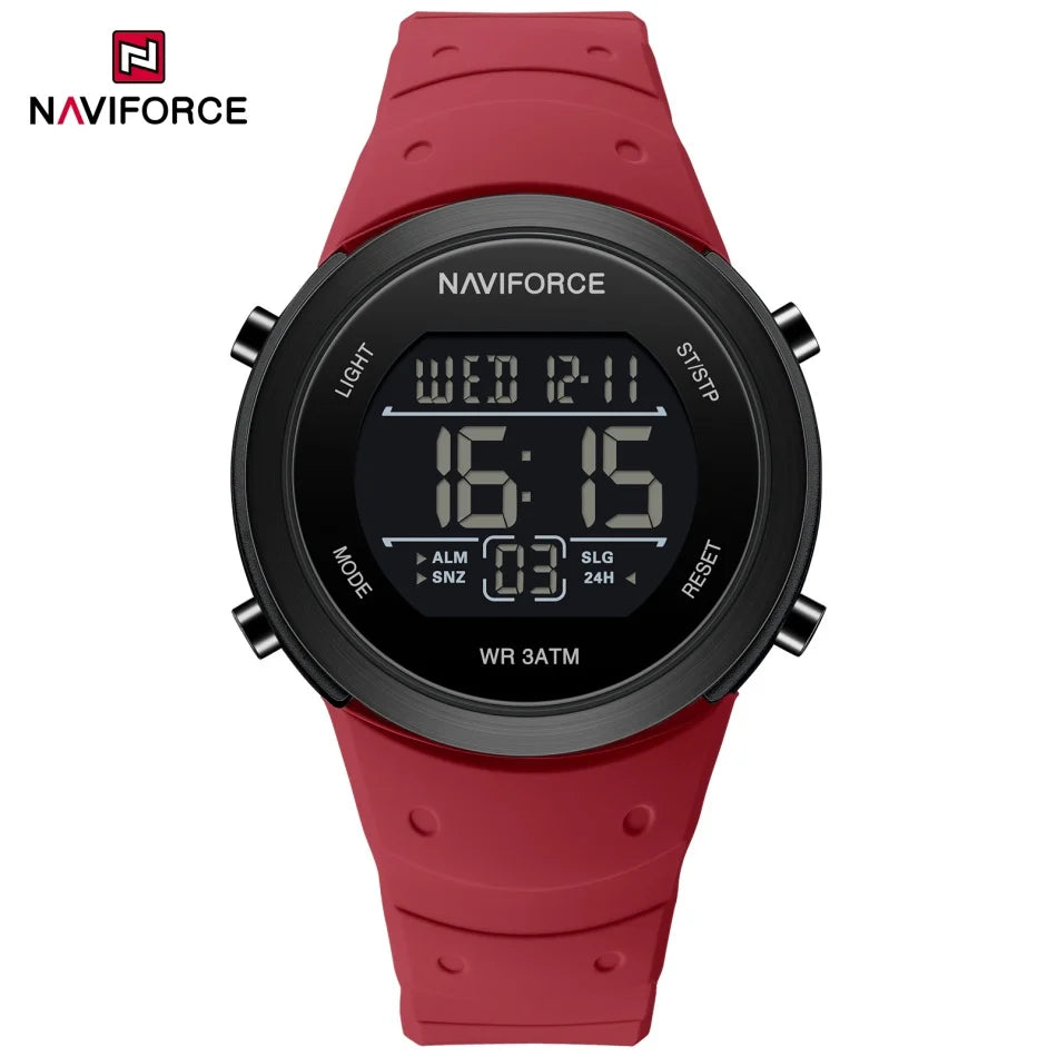NAVIFORCE Brand Men Watches Luxury Comfortable Silicone Strap Electronic Day and Date Display Clock Waterproof Men Wristwatches