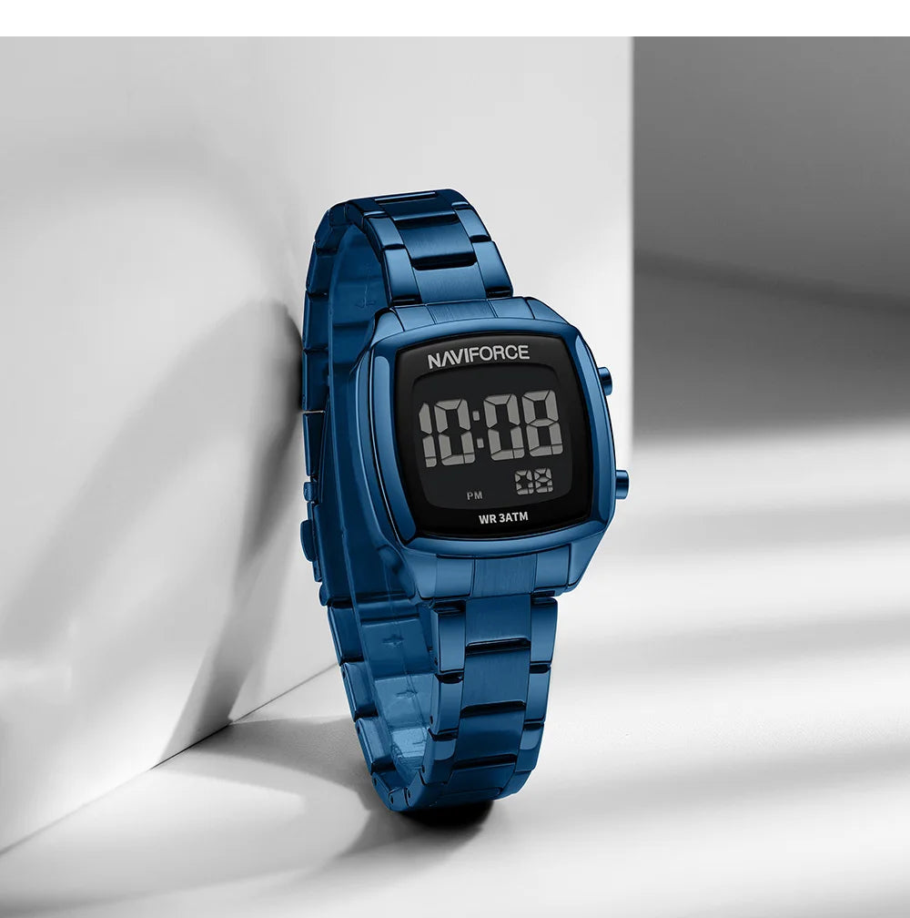 NAVIFORCE 2026 Watches for Women LCD Digital Waterproof Stainless Steel Strap Female Casual Fashion Daily Wear Wristwatch NF5047