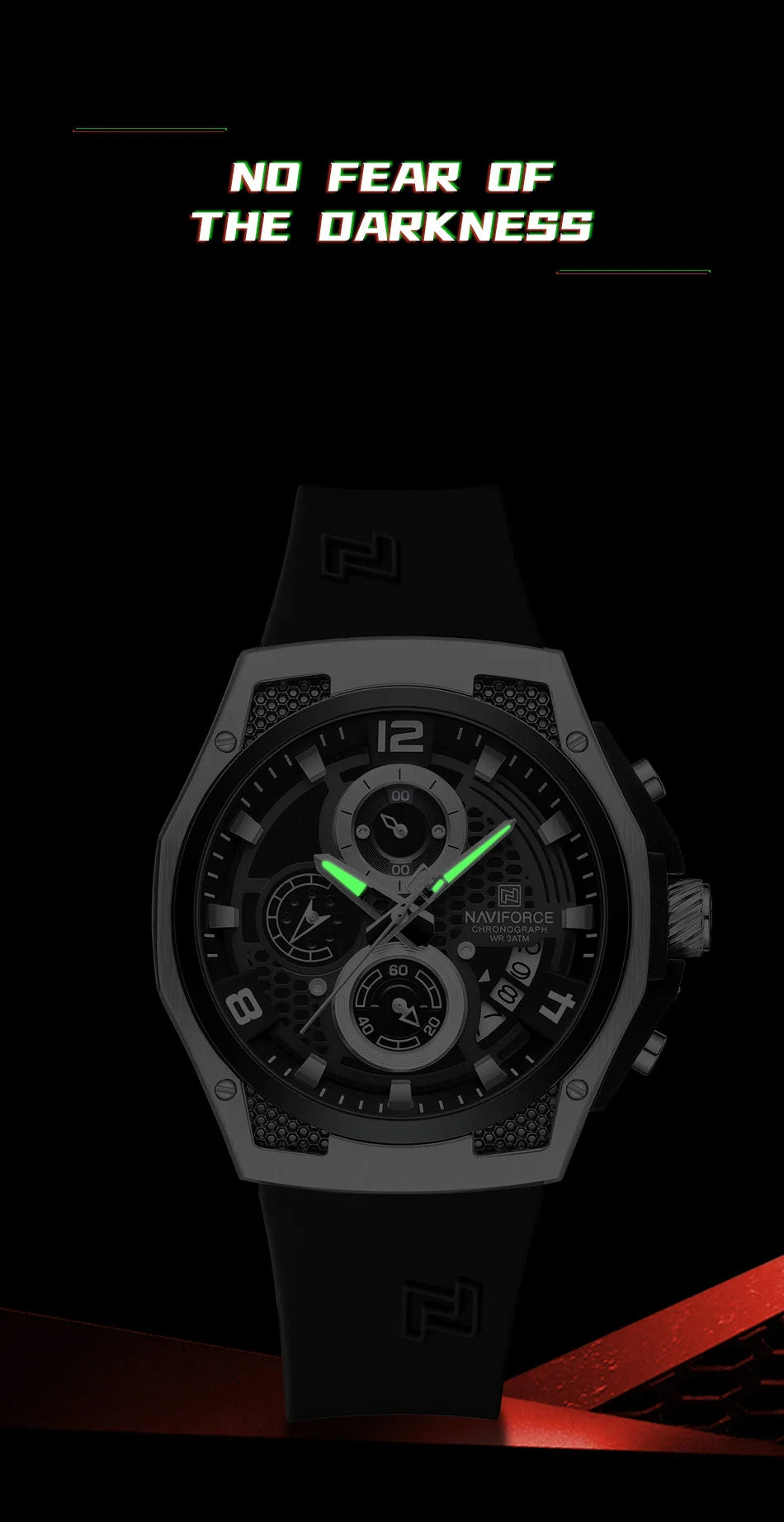 NAVIFORCE Men's Luxury Wristwatch Silicone Strap Casual Sport Luminous Water Resistant Male Quartz Watch Relogio Masculino 2024
