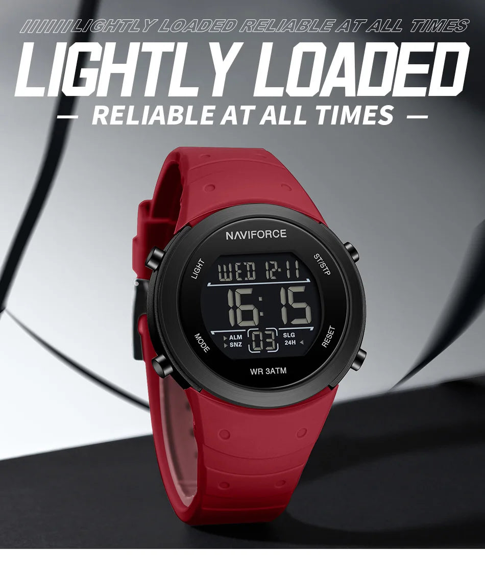 NAVIFORCE Brand Men Watches Luxury Comfortable Silicone Strap Electronic Day and Date Display Clock Waterproof Men Wristwatches