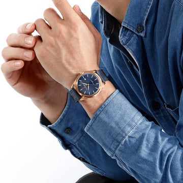 NAVIFORCE Men's Watches Fashion Genuine Leather Strap 30M Waterproof Male Quartz Wristwatches Luminous Point Date Display Clock