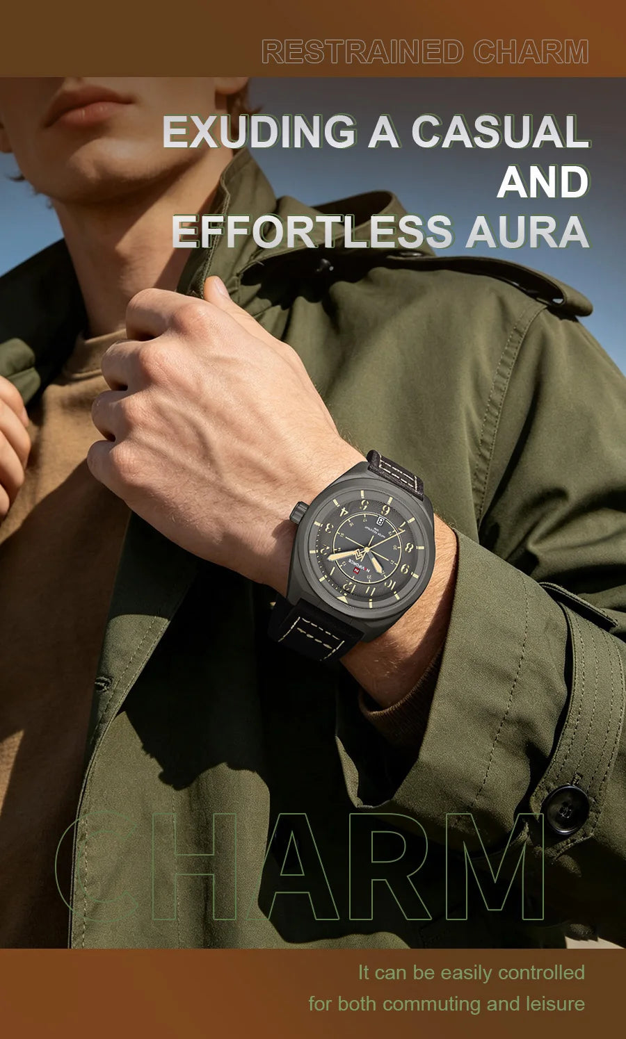 NAVIFORCE New Men Retro Quartz Watch Calendar 30M Waterproof Leather Strap Male Simple Trendy Mature Business Wristwatch NF9281L