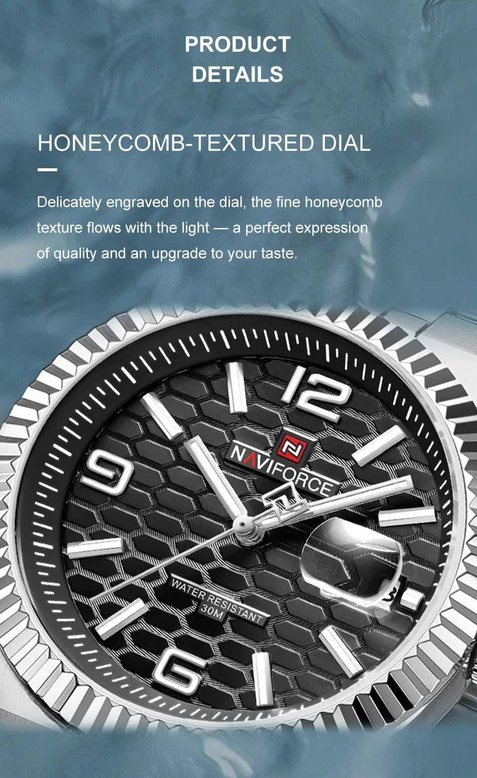NAVIFORCE Men Watches Quartz Calendar Waterproof Luminous Magnifying Glass Window Stainless Steel Male Luxury Business Watches