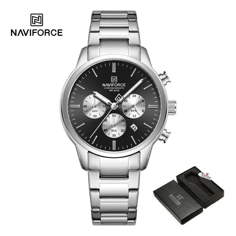 NEW NAVIFORCE Fashion Men's Watch Luxury Waterproof Male Quartz Wristwatch 24 Hour Date Display Male Chronograph Luminous Clock