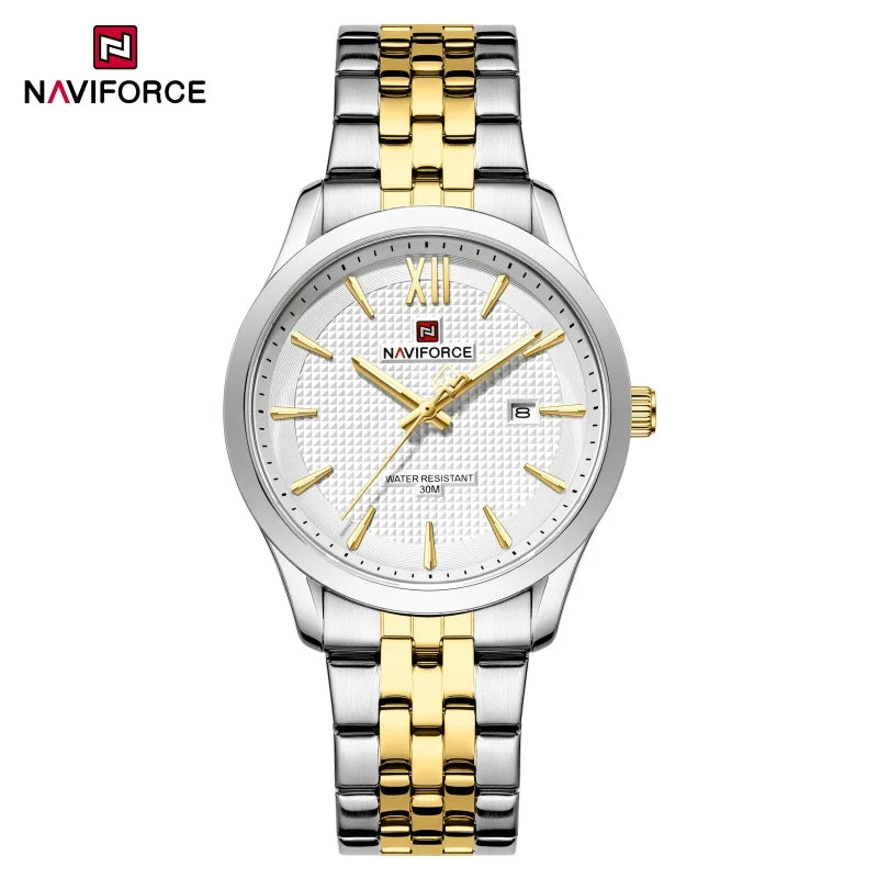 New Style NAVIFORCE Ultra Thin 9mm Minimalist Fashion Quartz Watch for Men Steel Band Auto Date Male Waterproof GIft Wristwatch