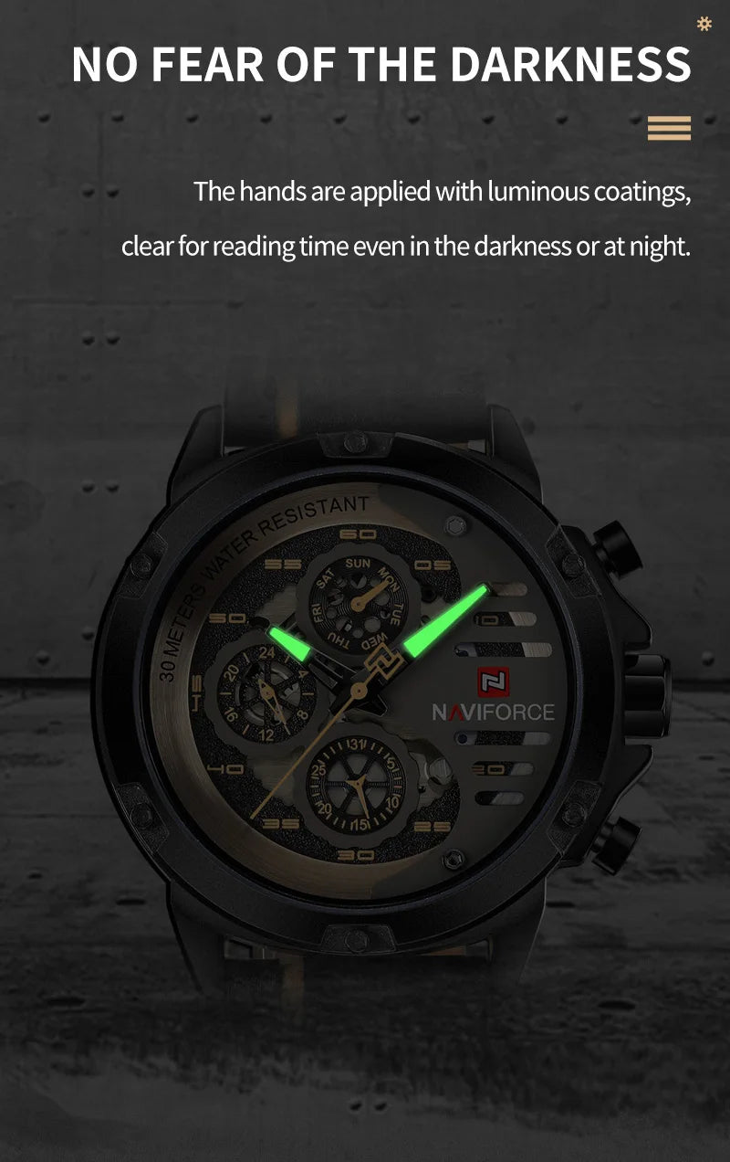 Men's Watches NAVIFORCE Brand Luxury Quartz Watch Man Leather Sport Wristwatches Waterproof Male Clock With Box Set For Sale