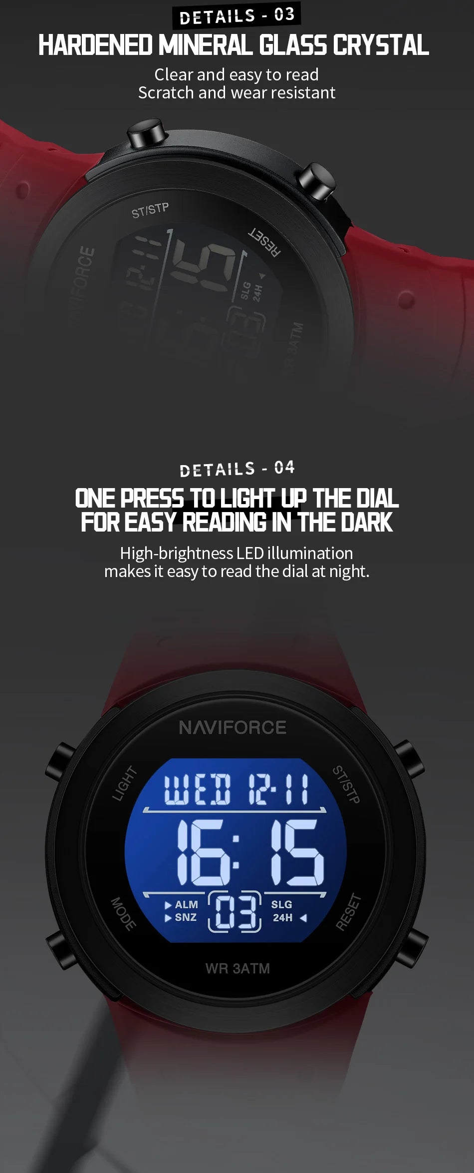 NAVIFORCE Brand Men Watches Luxury Comfortable Silicone Strap Electronic Day and Date Display Clock Waterproof Men Wristwatches
