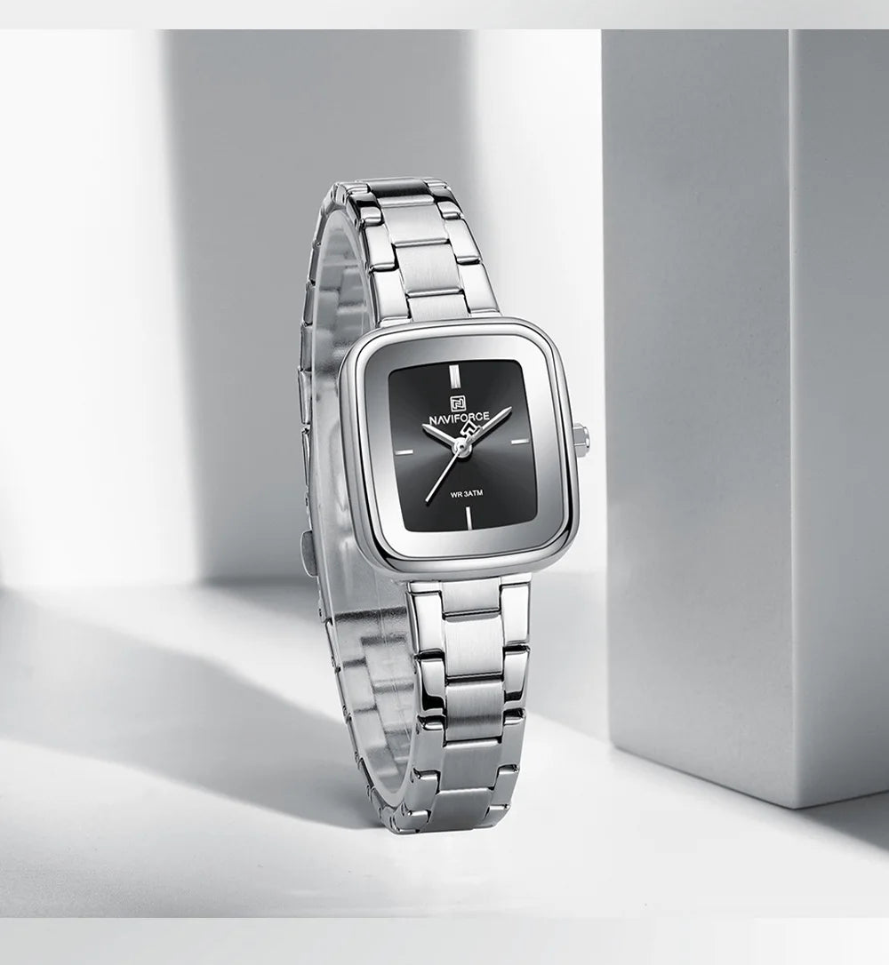 NAVIFORCE Unique Square Watches for Women 30M Waterproof Women's Stainless Steel Watches Sports Fashion Ultra Light Girls' Watch