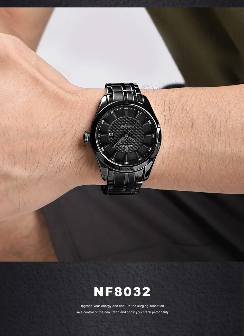 NAVIFORCE New Style Men's Quartz Business Watch Waterproof Sports Casual Stainless Steel Strap Men Date Clock Relogio Masculino