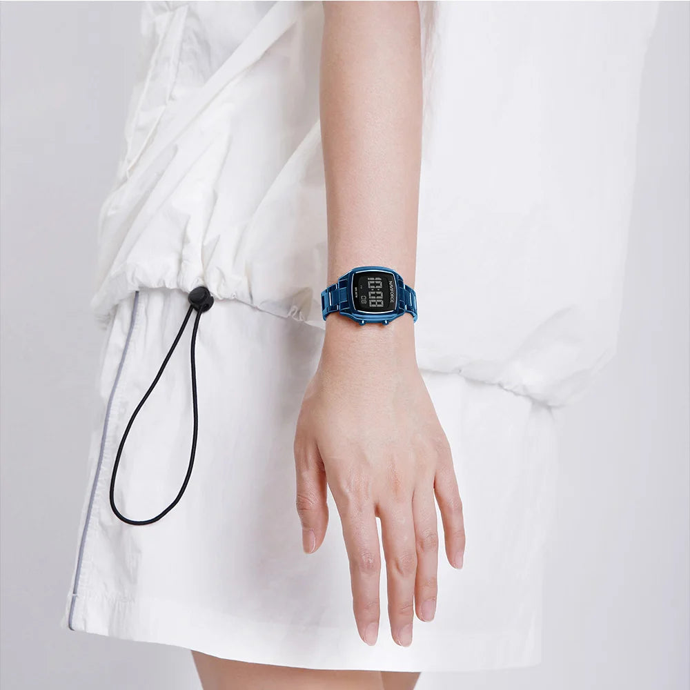 NAVIFORCE 2026 Watches for Women LCD Digital Waterproof Stainless Steel Strap Female Casual Fashion Daily Wear Wristwatch NF5047