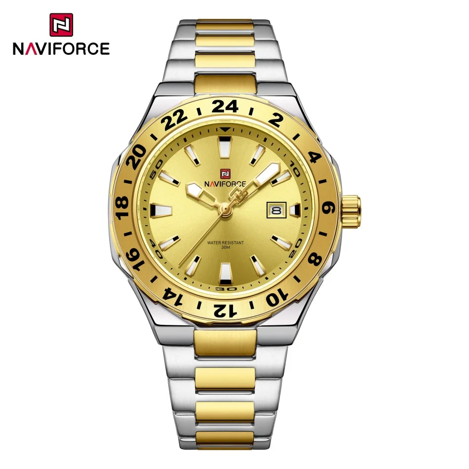 NAVIFORCE Watches for Man Luxury Sports Quartz Clock Luminous Calendar Stainless Steel Waterproof Wristwatch Relogio Masculino