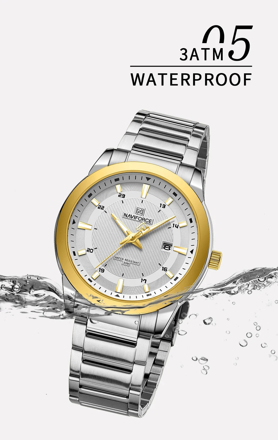 NAVIFORCE Brand New Fashion Casual Men Watch Stainless Steel Water Resistant Calendar Quartz Wristwatches Relogio Masculino 2023