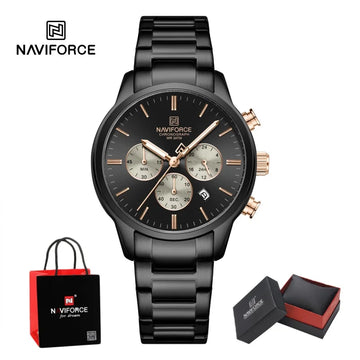 NAVIFORCE 2026 Man's Watch Quartz Chronograph 30M Waterproof Date Display Steel Band Male Fashionable Luxury Wristwatch Gift Box