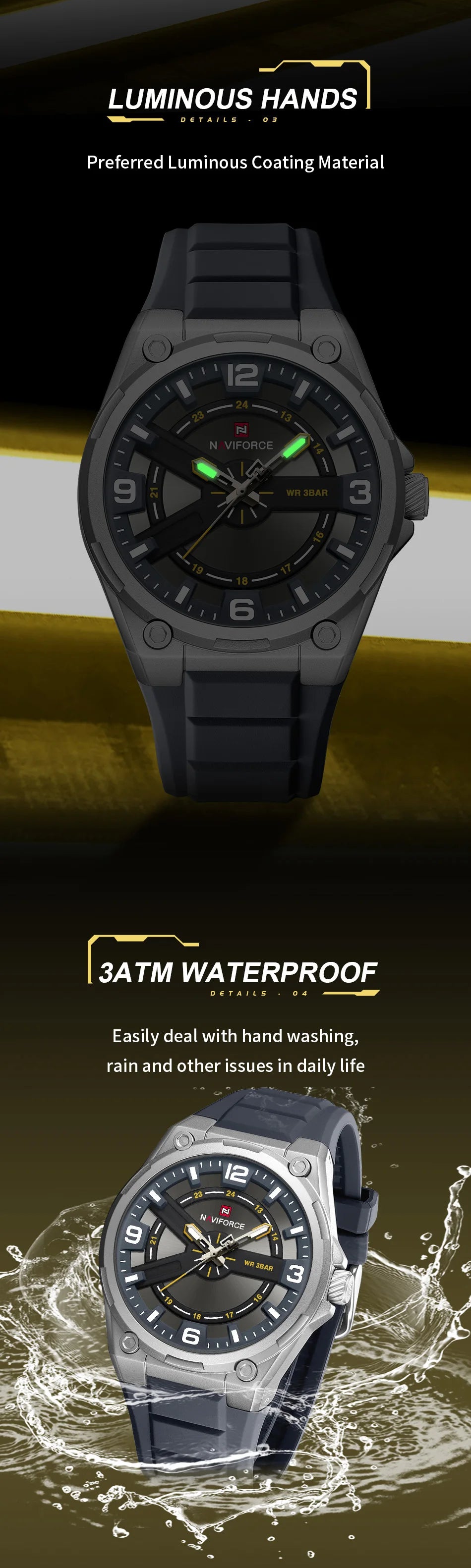 NAVIFOCE Luxury Business Men Waterproof Sport Watch Quartz Clock with Wheel Dial Silicone Man Gift Wristwatch Relogio Masculino