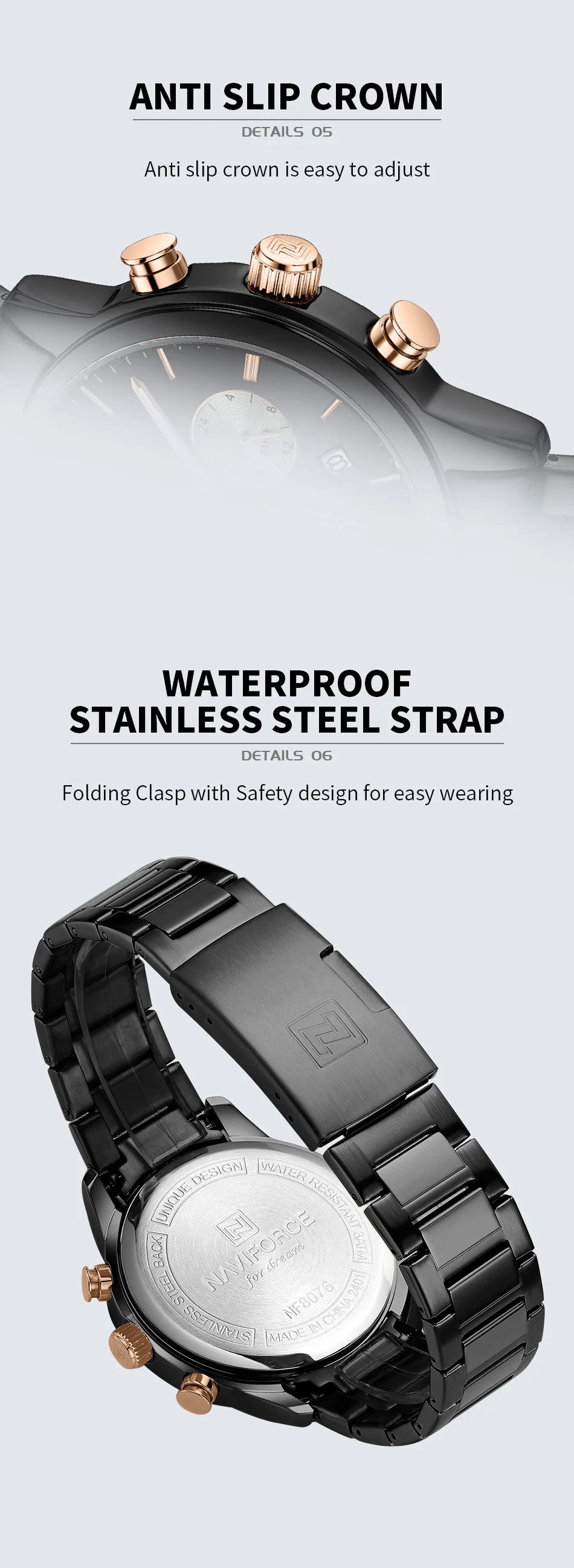 NAVIFORCE 2026 Man's Watch Quartz Chronograph 30M Waterproof Date Display Steel Band Male Fashionable Luxury Wristwatch Gift Box