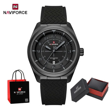 NAVIFORCE Men's Watch 30M Waterproof Quartz Calendar Silicone Strap Luminous Casual Sport Simple Fashion Man Wristwatch Gift Box