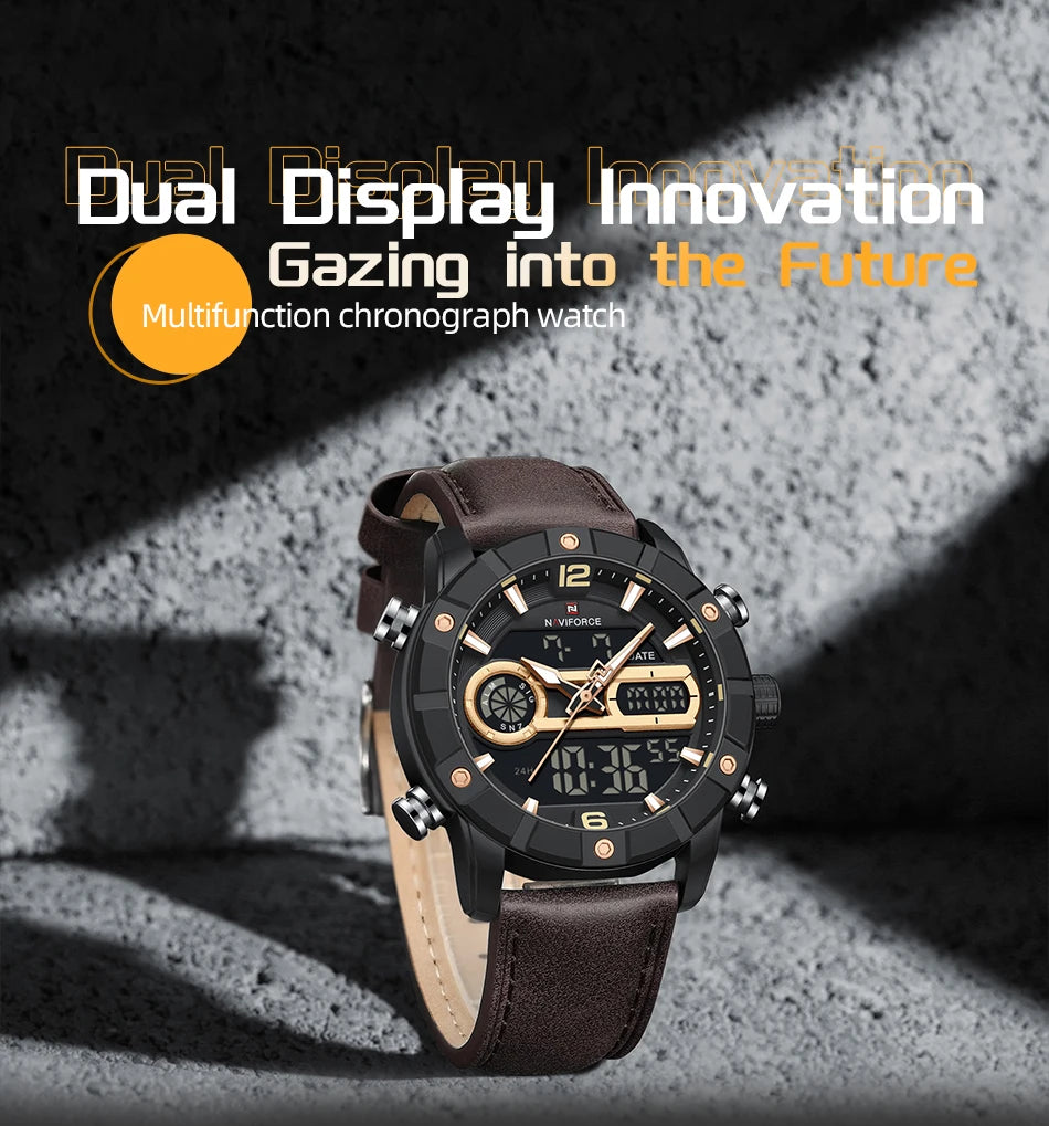 NAVIFORCE Men Watch Fashion Sports Waterproof Alarm Countdown Automatic Calendar Display Luxury Brand Men Original Quartz Watch