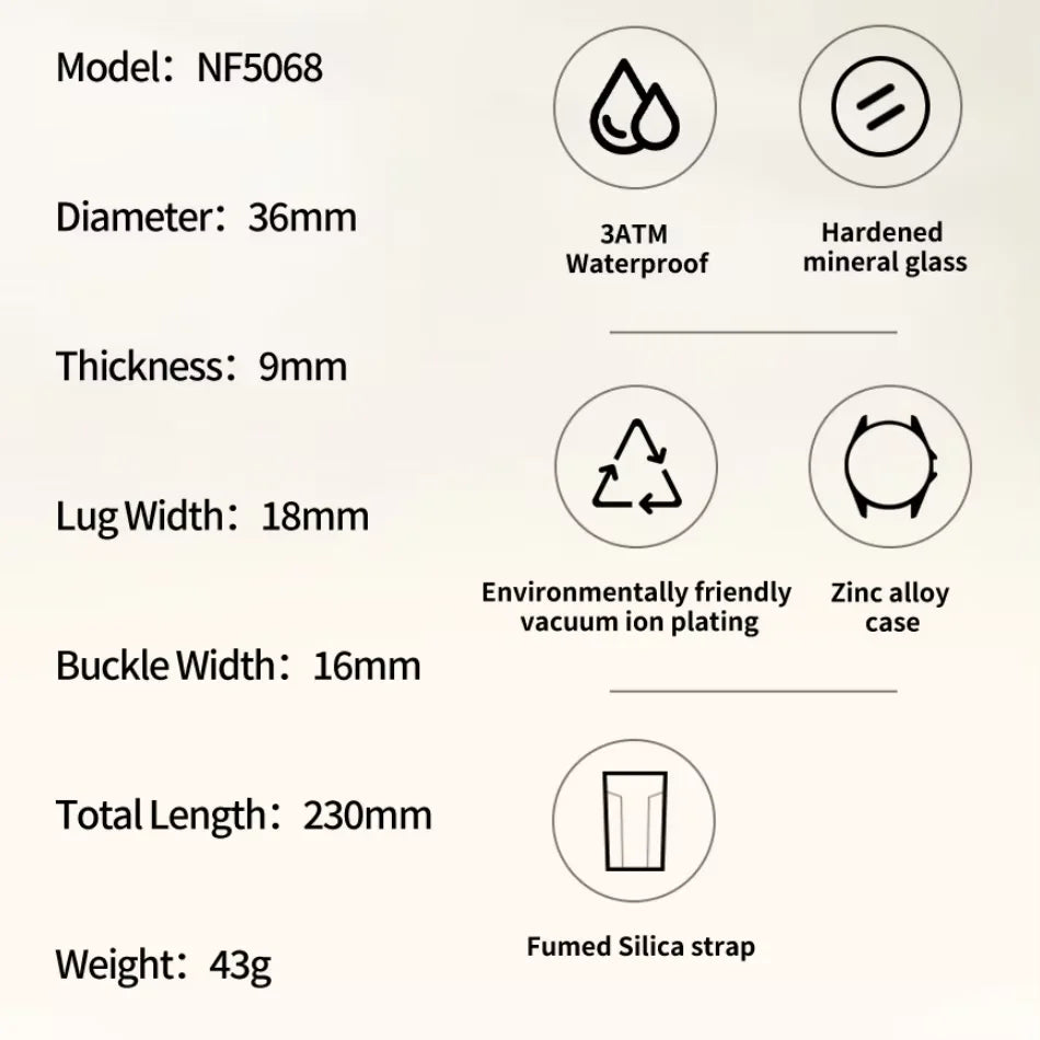 NAVIFORCE Women's Sports Casual Quartz Watch Comfortable Silicone Strap 3ATM Waterproof Wristwatch Relogios Feminino Gift Clock