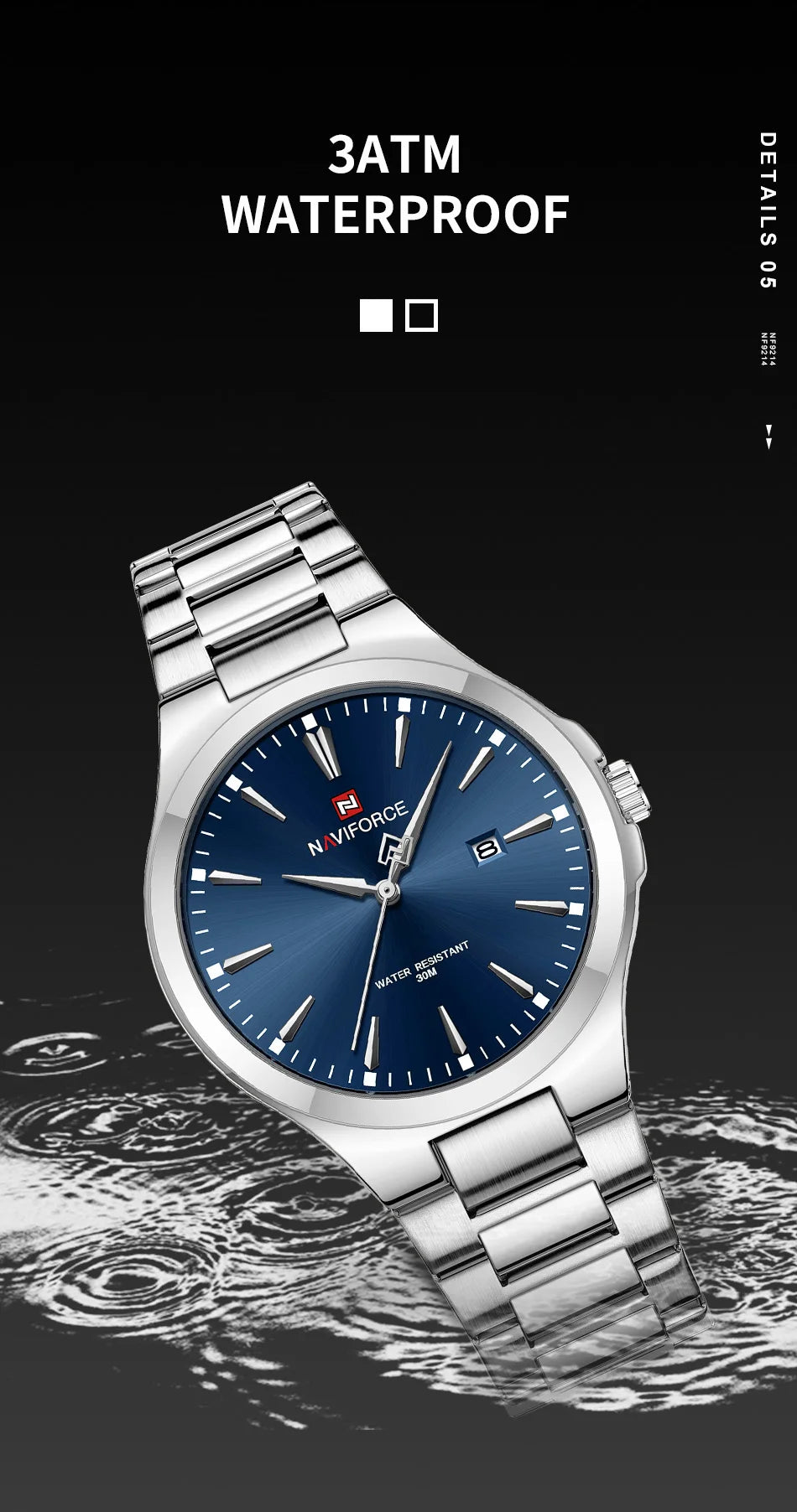 NAVIFORCE Original Fashion Watches for Men Stainless Steel Simple Elegant Clock Male Waterproof Wrist Watch Relogio Masculino