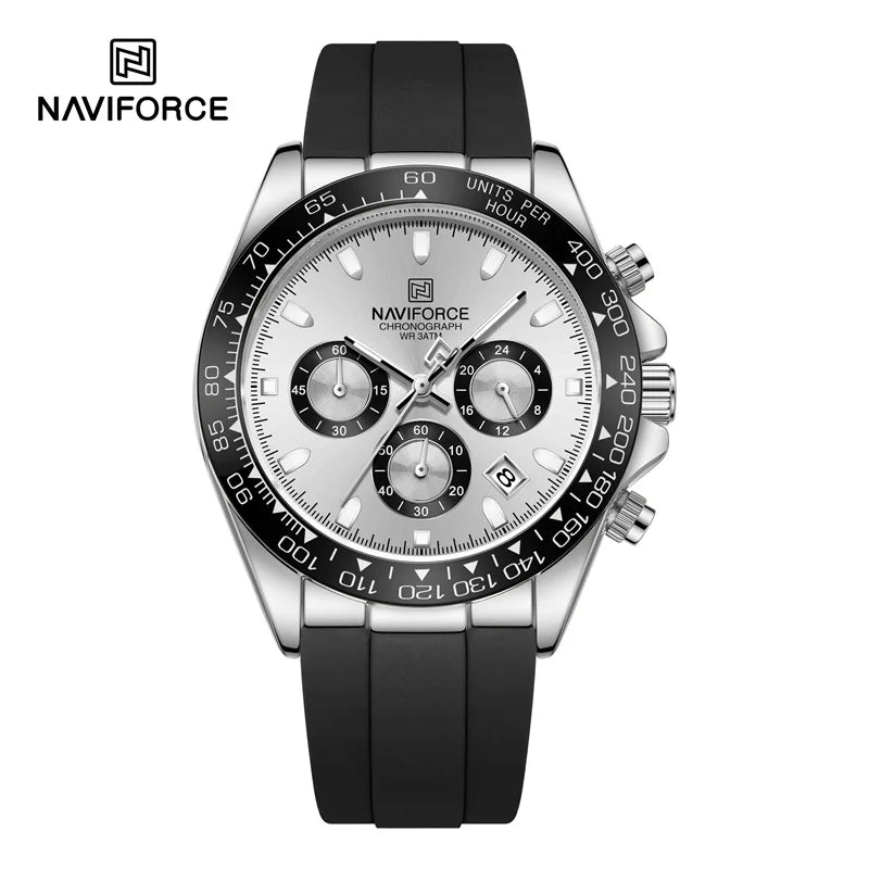 NAVIFORCE Brand Fashion Luxury Watch For Men Waterproof Chronograph Clock Business Casual Silicone Strap Wristwatches 2024 New