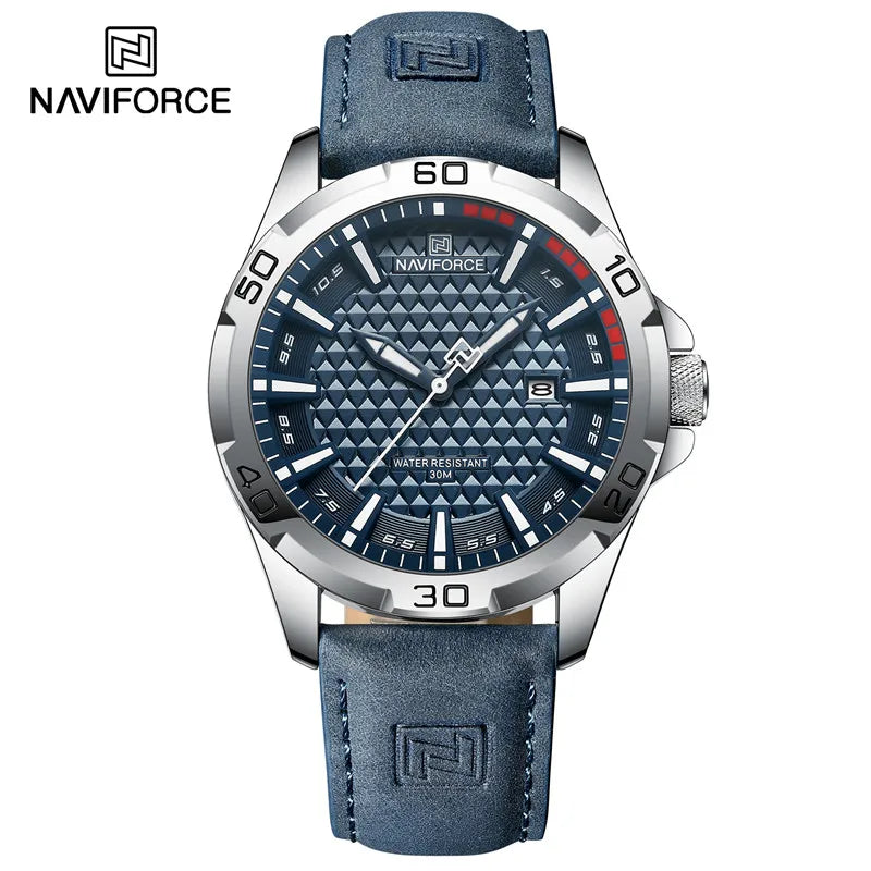 Naviforce Brand Sports Men Watches Leather Band Male 30m Waterproof Military Wristwatch Quartz Date Clock Relogio Masculino 2023