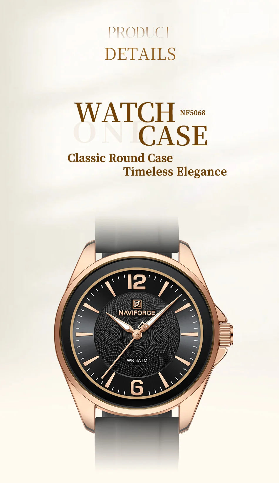 NAVIFORCE Original Women's Watches Classic Round Dial Silicone Strap 3ATM Waterproof Luxury Watch for Women Give for girls gifts