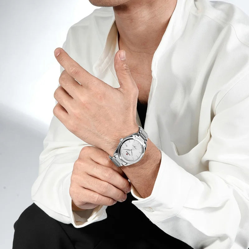 NAVIFORCE Fashion Watches for Men Luxury Business Stainless Steel Strap Quartz Wristwatches Waterproof Calendar Luminous Clock