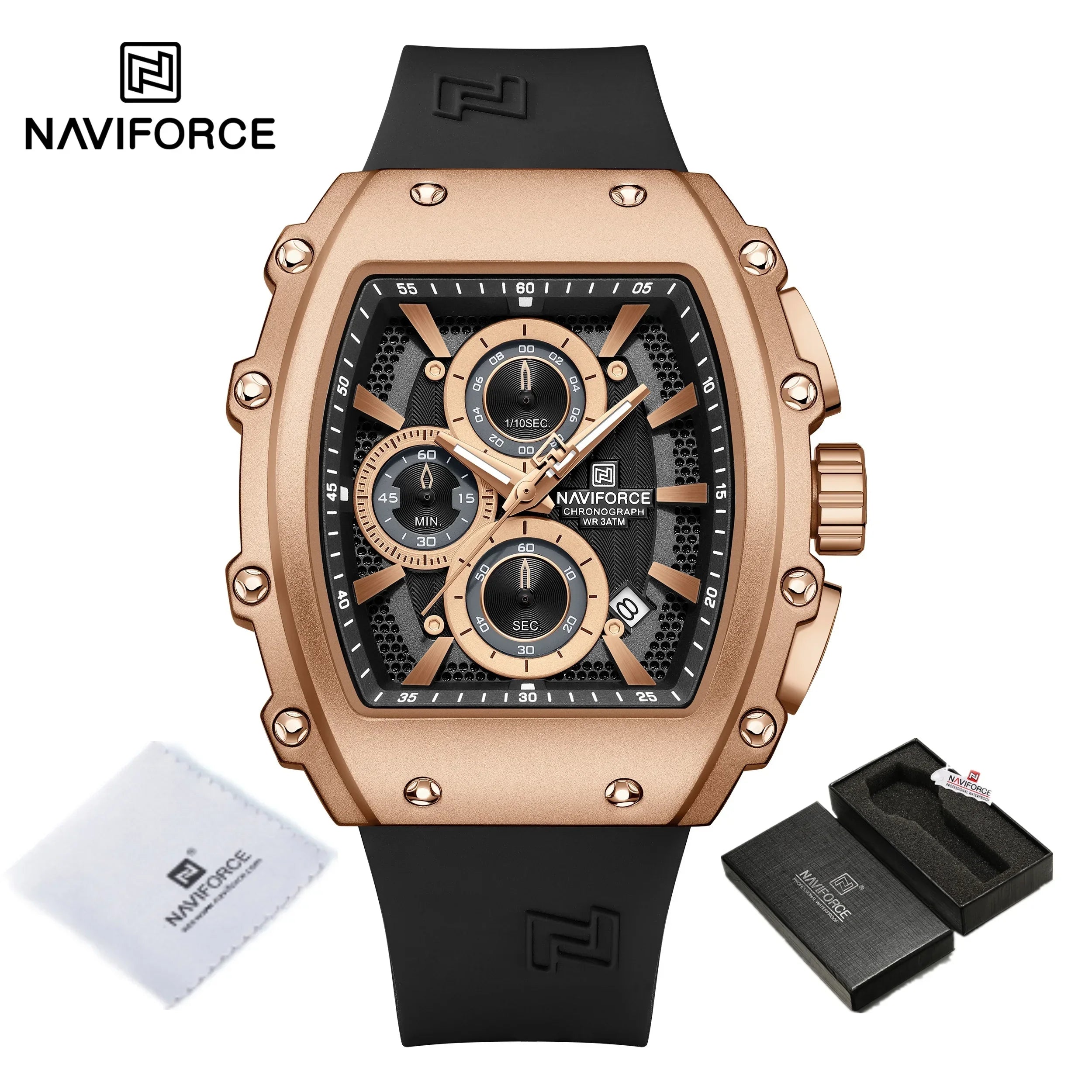 NAVIFORCE Luxury Men's Watch Quartz 30M Waterproof Chronograph Bucket with Night Light Display Sports Business Relogio Masculino