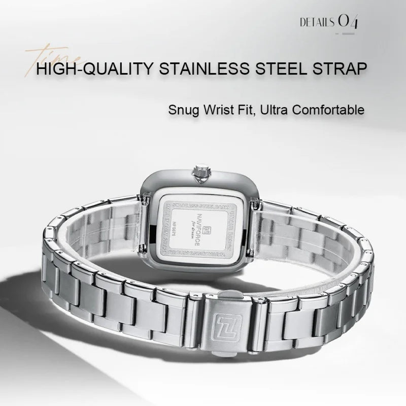 NAVIFORCE Unique Square Watches for Women 30M Waterproof Women's Stainless Steel Watches Sports Fashion Ultra Light Girls' Watch