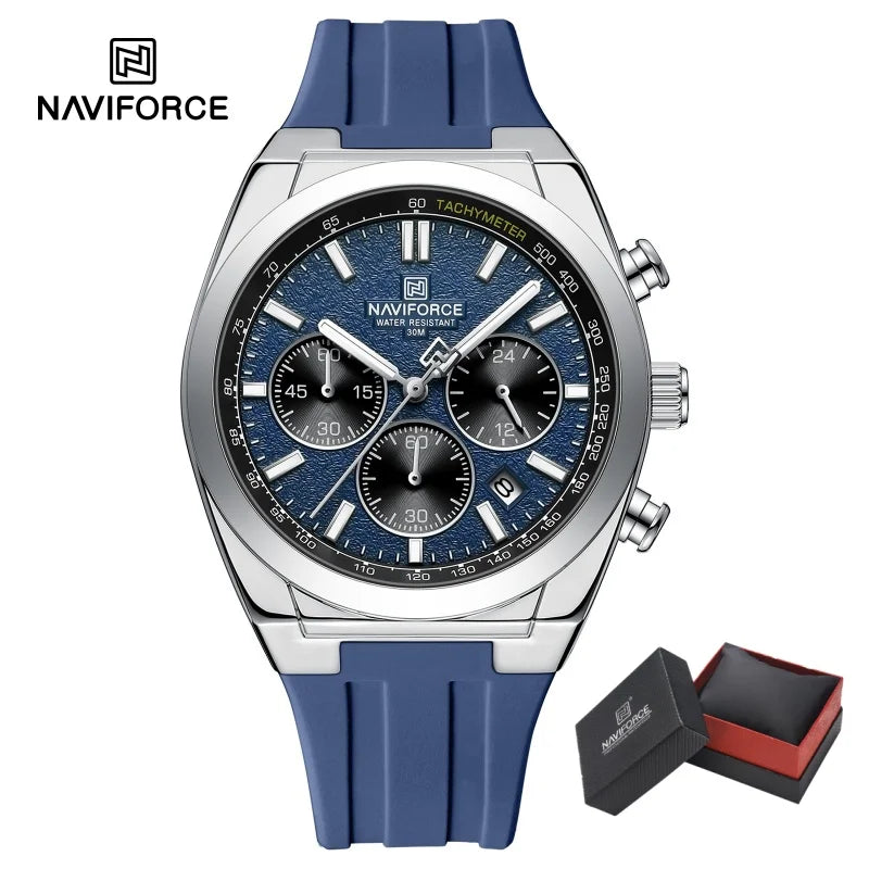 NAVIFORCE Brand Men's Fashion Luxury Quartz Wristwatches Sports 24 Hours and Date Display Waterproof Chronograph Clock Male Gift