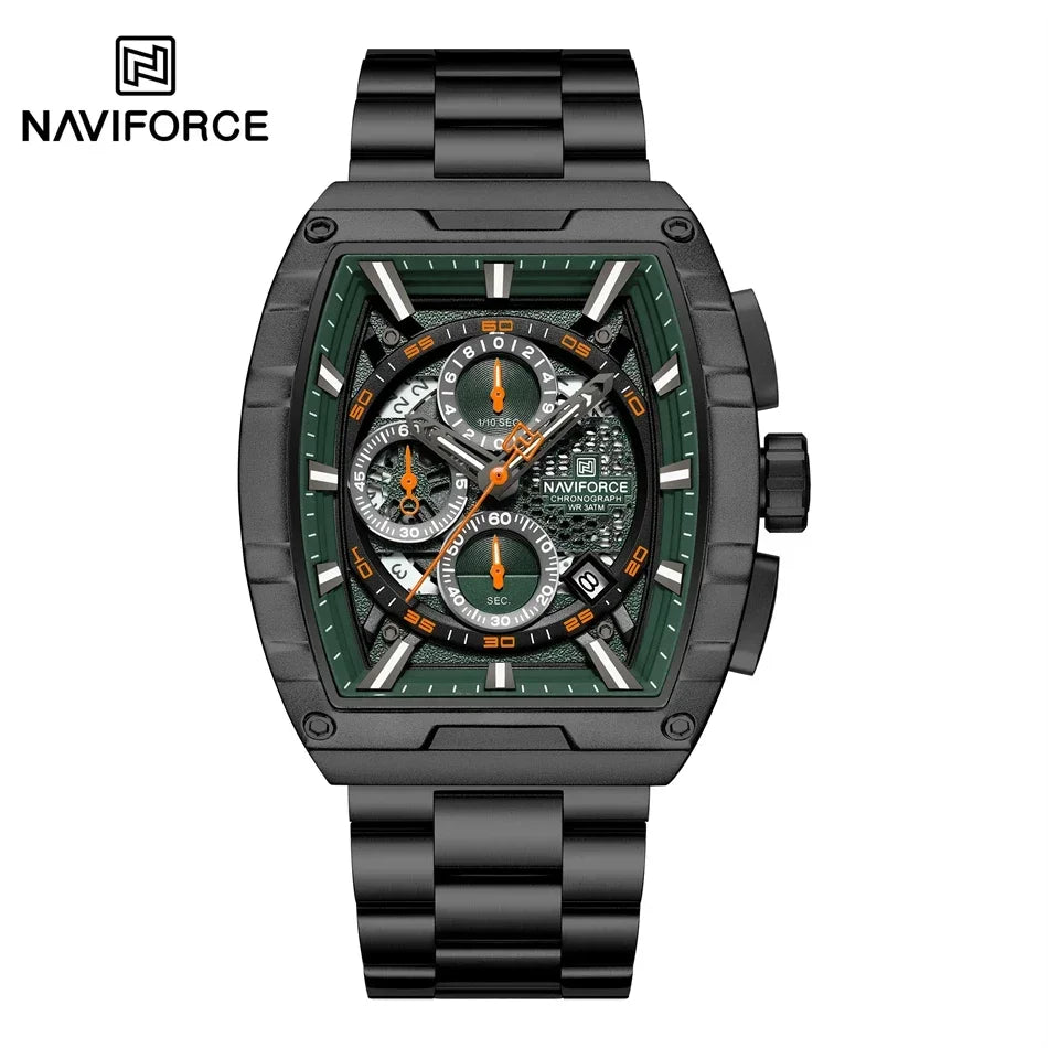 NAVIFORCE Man Watch Luxury Waterproof Stainless Steel Quartz Men's Watches Sports Auto Date Wristwatch Chronograph Simple Clocks